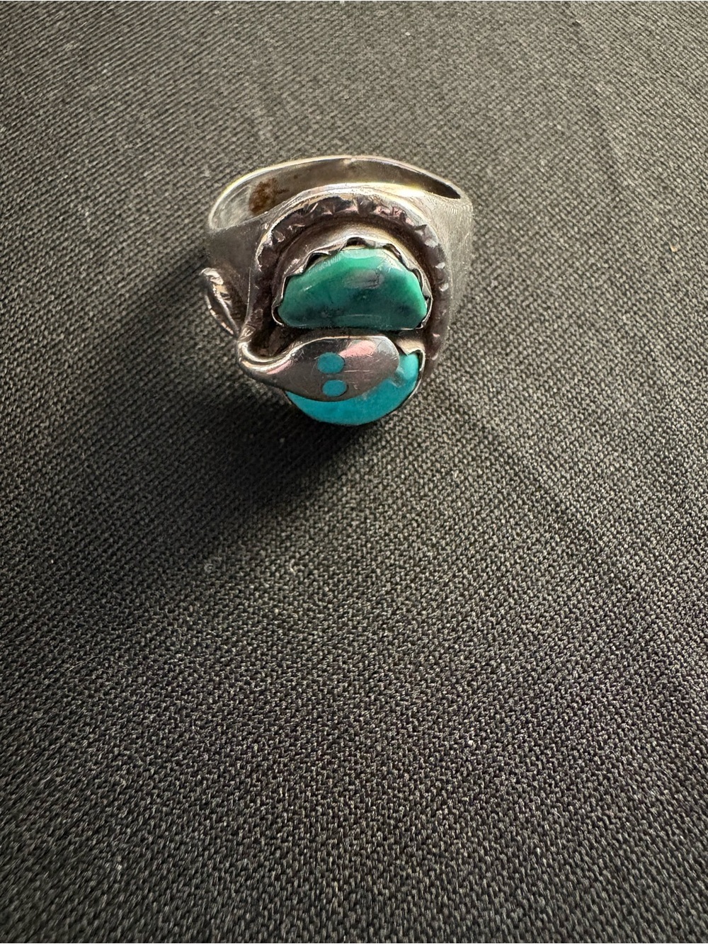 Zuni Turquoise /Sterling Silver Ring stamped EFFIE C - Picture 3 of 4